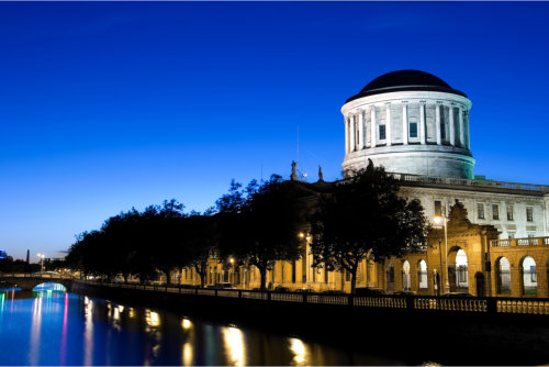 River Liffey and Four Courts building in Dublin, Ireland